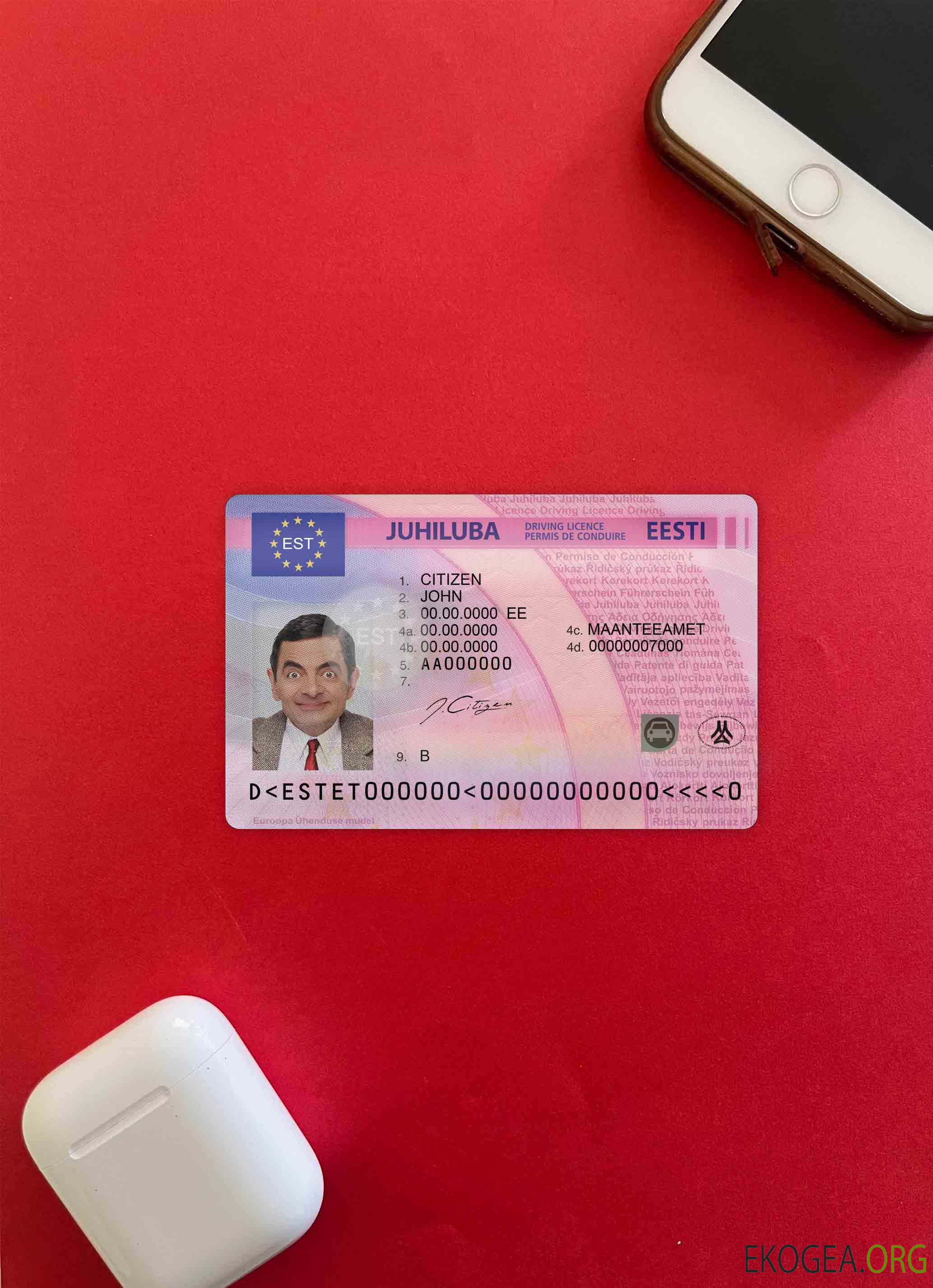 Photolook du permis de conduire estonien AVANT